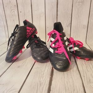 Girls Lot of 2 Adidas Soccer Cleats Pink Black White Size 13K